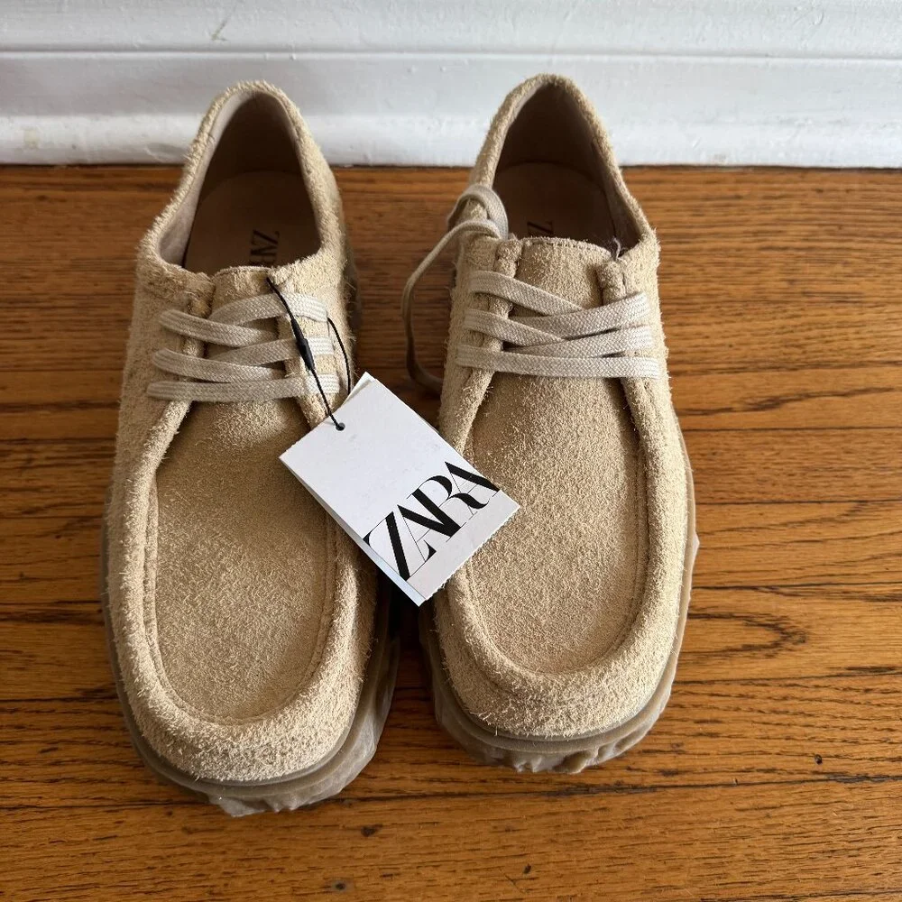 ZARA - TEXTURED SOLE LEATHER SHOE. Size 8 /EUR 41